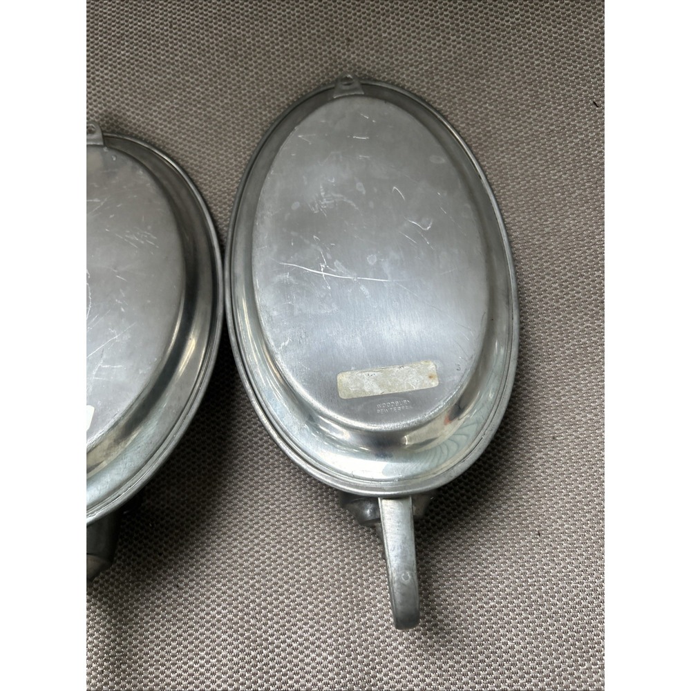 Pair (2) Woodbury Pewter 9" Oval Wall Sconces Candle Holder Silver Metal - Picture 8 of 11